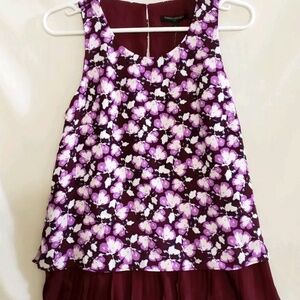 Banana Republic  Purple Floral Layered Sleeveless Blouse
